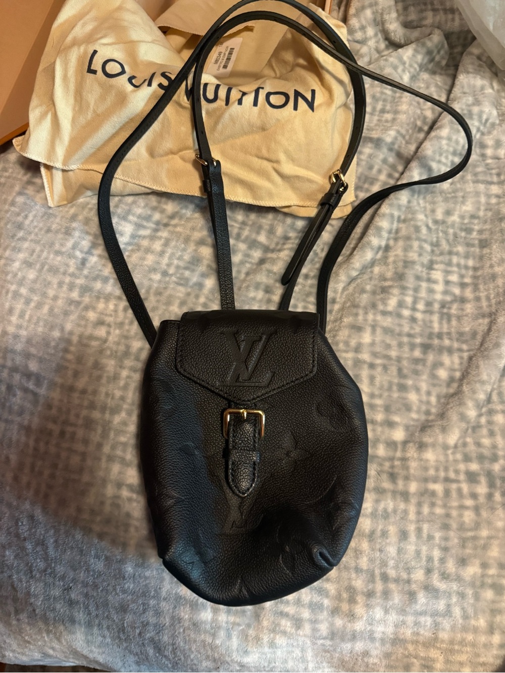 Louis Vuitton Black Pebbled Leather Mini Backpack Purse